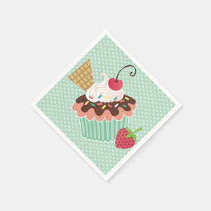 Serviette En Papier Serviettes d'anniversaire Cupcake Anniversaire Cer