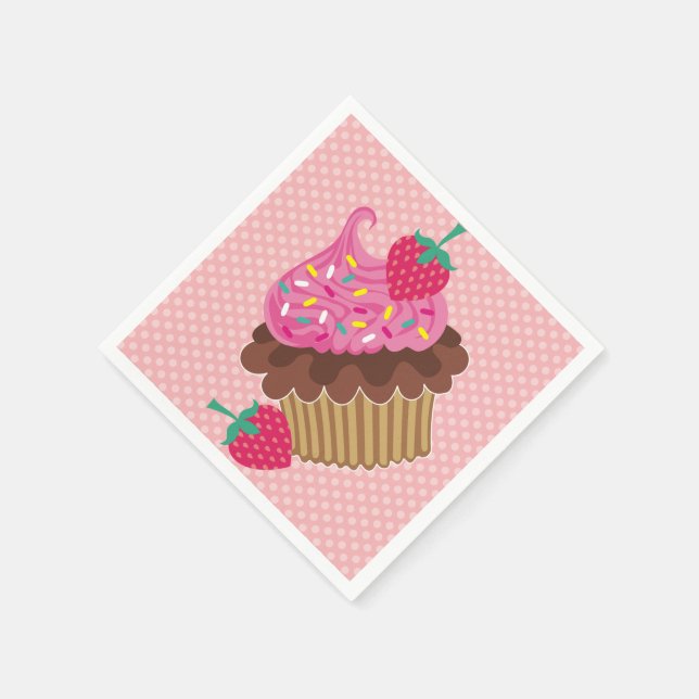 Serviette En Papier Serviettes d'anniversaire Cupcake fraise et chocol (Coin)