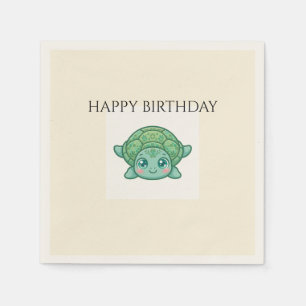 Serviette En Papier Serviettes d'anniversaire de bébé tortue mignonne