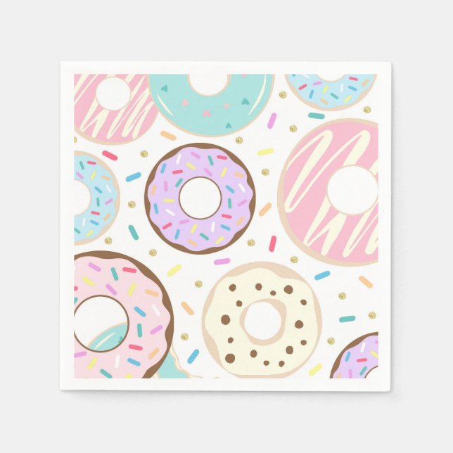 Serviette En Papier Serviettes d'anniversaire de Donut, serviettes de  (Devant)