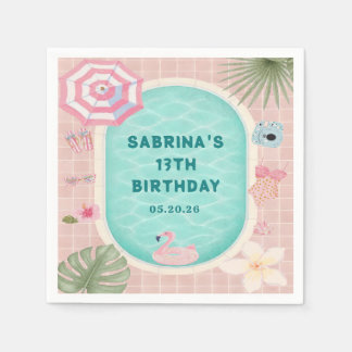 Serviette En Papier Serviettes d'anniversaire de fête au bord de la pi