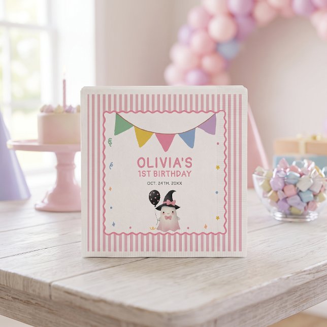 Serviette En Papier Serviettes d'anniversaire de fille fantôme mignonn (Créateur téléchargé)