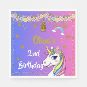 Serviette En Papier serviettes d'anniversaire de la licorne   Rainbow 
