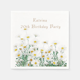 Serviette En Papier serviettes d'anniversaire de marguerite blanche