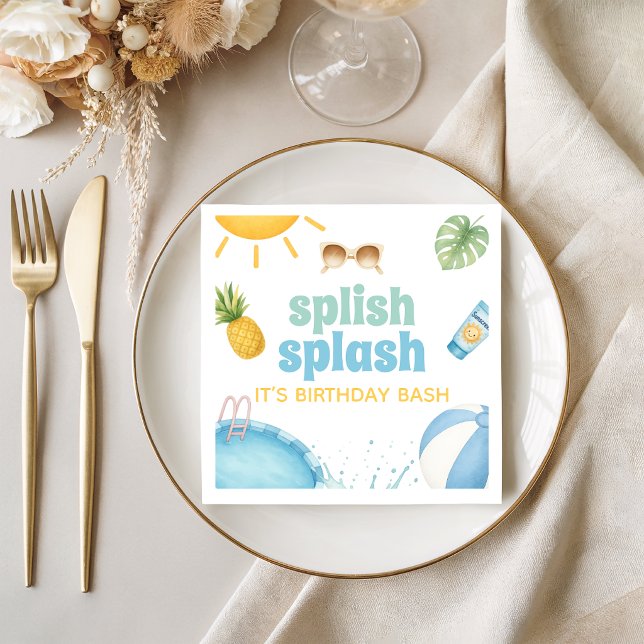 Serviette En Papier Serviettes d'anniversaire d'été Splish Splash (Créateur téléchargé)