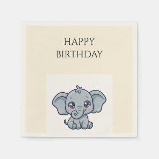 Serviette En Papier Serviettes d'anniversaire éléphant bébé mignon