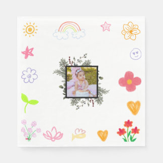 Serviette En Papier Serviettes d'anniversaire jaune et violet pour enf