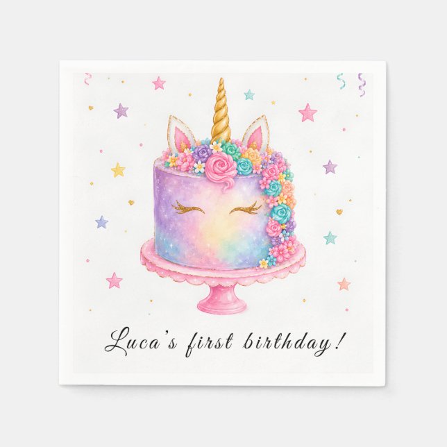 Serviette En Papier Serviettes d'anniversaire Licorne (Devant)