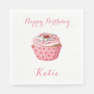 Serviette En Papier Serviettes d'anniversaire personnalisées, Cupcake