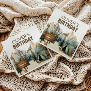 Serviette En Papier Serviettes d'anniversaire pour campeur d'aventure 
