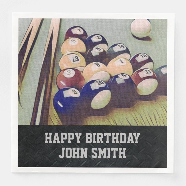 Serviette En Papier Serviettes d'anniversaire pour hommes Billiards ro (Devant)