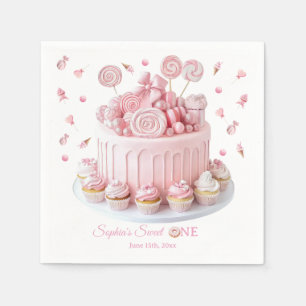 Serviette En Papier Serviettes d'anniversaire Rose Sweet One
