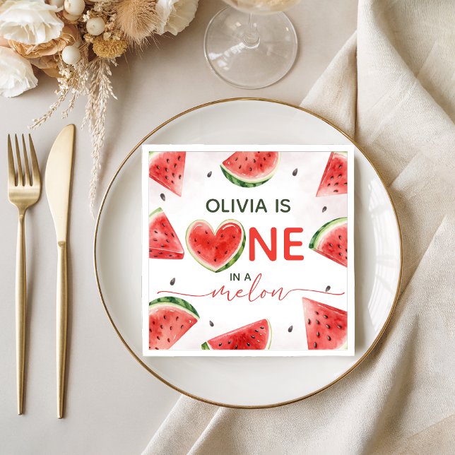 Serviette En Papier Serviettes d'anniversaire Une pastèque de melon (Créateur téléchargé)