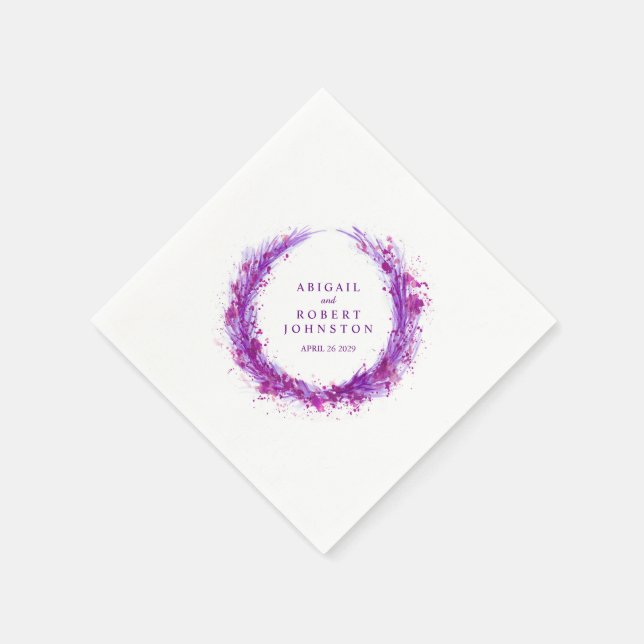 Serviette En Papier serviettes d'art en aquarelle violet mariage (Coin)
