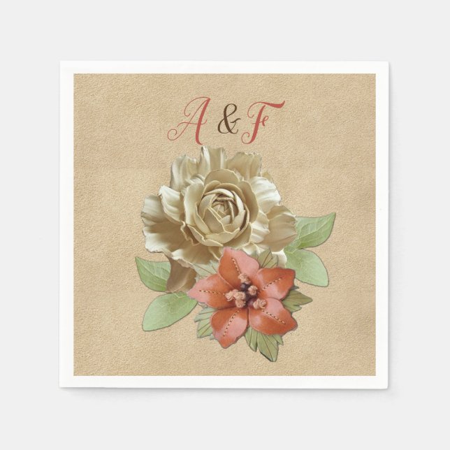 Serviette En Papier Serviettes d'art en cuir et daim (Devant)