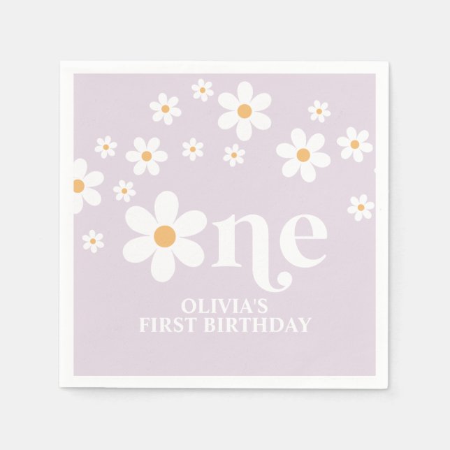 Serviette En Papier serviettes de 1er anniversaire de marguerite (Devant)