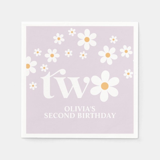 Serviette En Papier Serviettes de 2e anniversaire de marguerite floral (Devant)