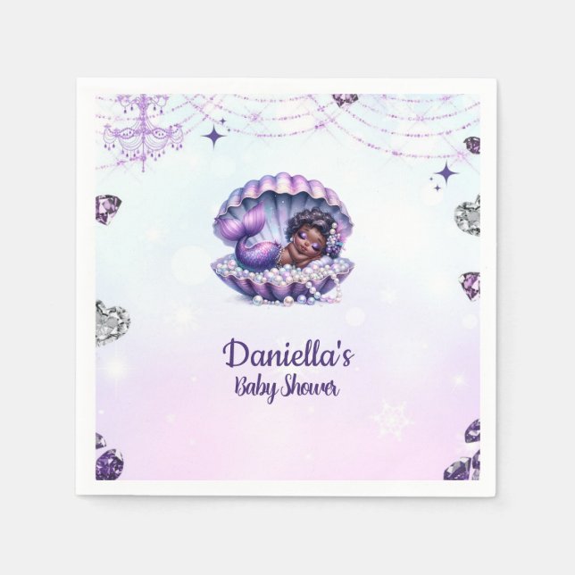 Serviette En Papier serviettes de Baby shower Afro Mermaid (Devant)