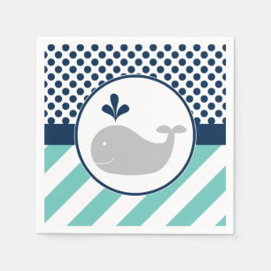 Serviette En Papier Serviettes de baby shower de baleine bleue