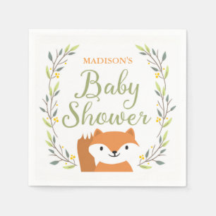 Serviette En Papier Serviettes de baby shower de Fox de région boisé