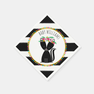 Serviette En Papier Serviettes de baby shower de pompon de mouffette