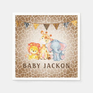 Serviette En Papier Serviettes de baby shower d'éléphant de jungle