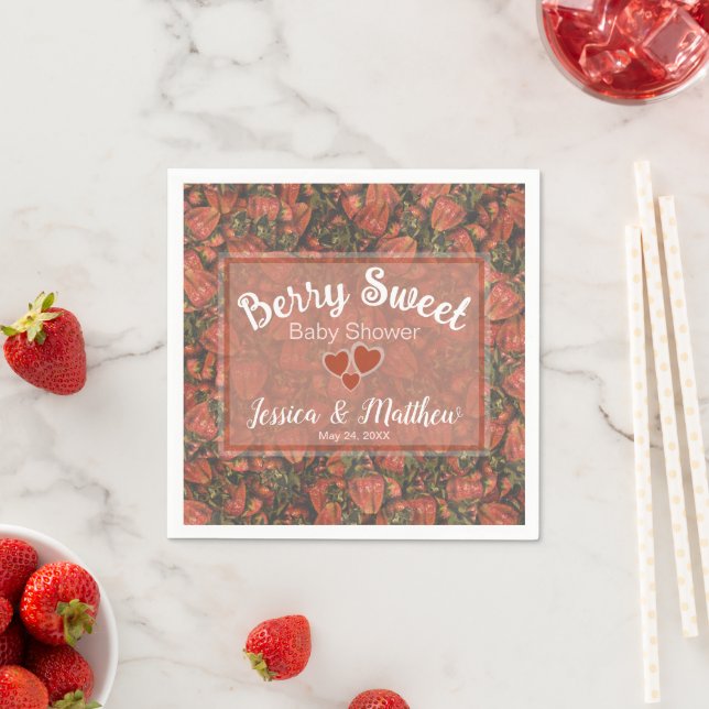 Serviette En Papier Serviettes de Baby shower doux Berry - Fraises (En situation)