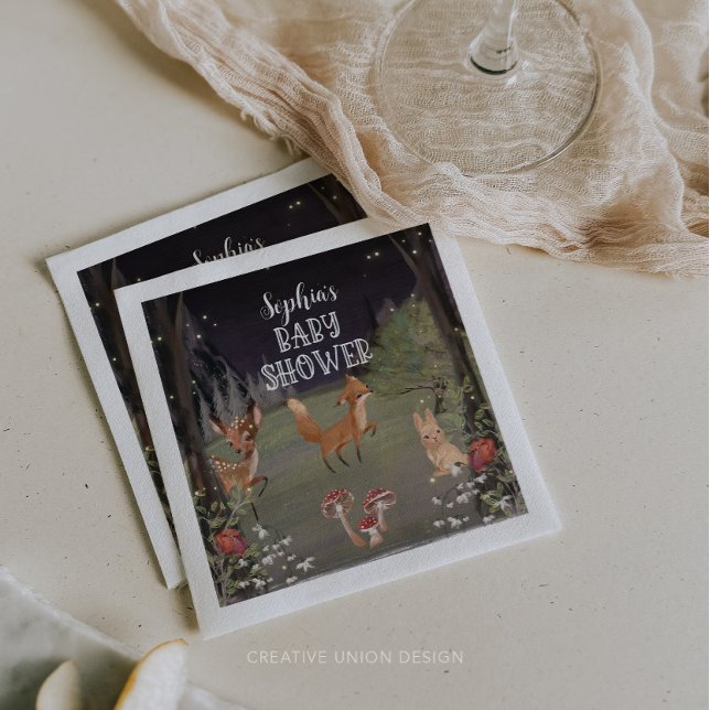 Serviette En Papier Serviettes de Baby shower en bois enchantées (Créateur téléchargé)