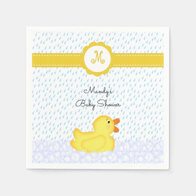 Serviette En Papier Serviettes de Baby shower en caoutchouc monogramme (Devant)