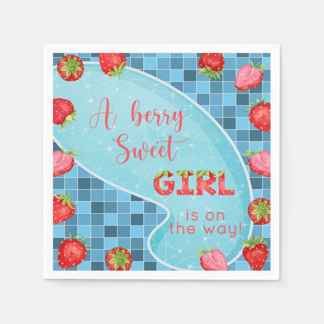 Serviette En Papier Serviettes de baby shower fille de baies fraises. (Devant)