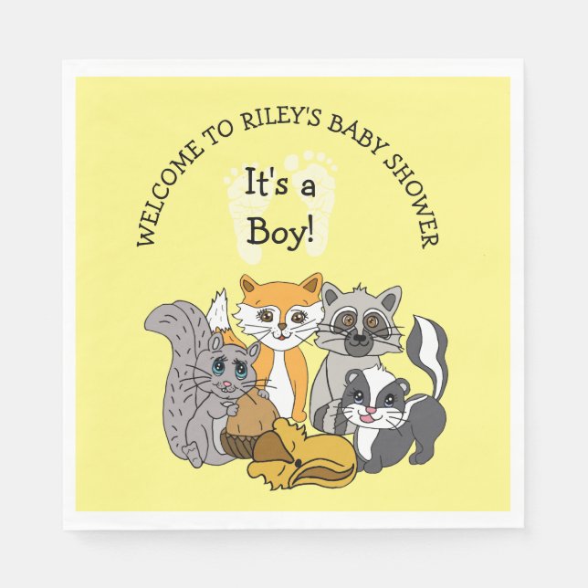 Serviette En Papier Serviettes de Baby shower pour garçon à thème Wood (Devant)