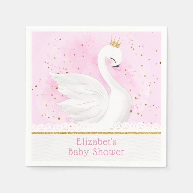 Serviette En Papier Serviettes de Baby shower Princess Swan (Devant)