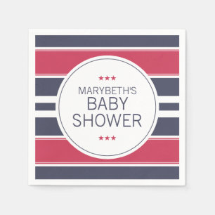 Serviette En Papier Serviettes de Baby shower rouge, blanc et bleu Pre