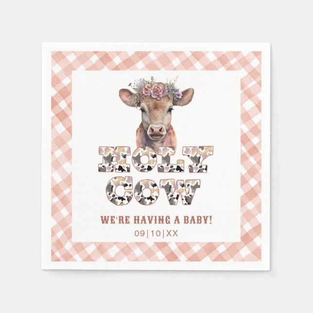 Serviette En Papier Serviettes de Baby shower Rustique de vache Saint (Devant)