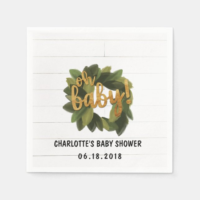 Serviette En Papier Serviettes de Baby shower Rustique Shiplap (Devant)