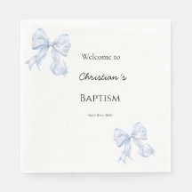 Serviettes de baptême à l'arc bleu