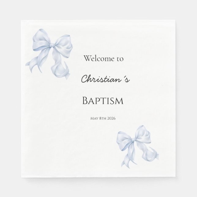 Serviette En Papier Serviettes de baptême à l'arc bleu (Devant)