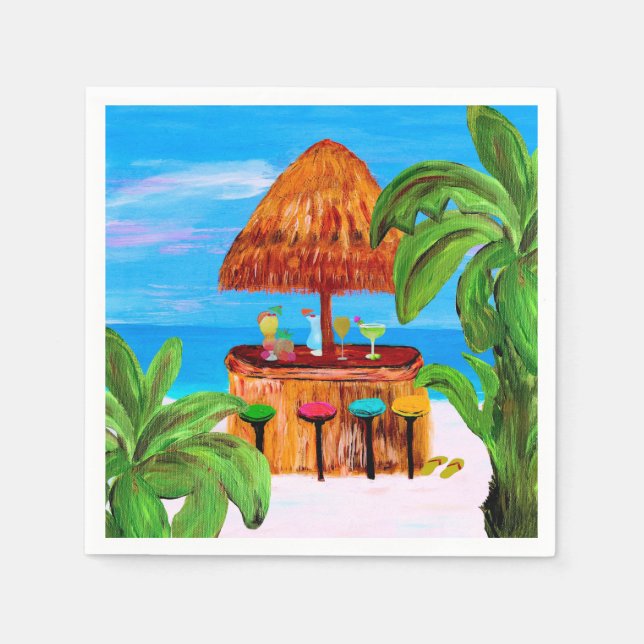 Serviette En Papier Serviettes de bar de plage Tiki (Devant)