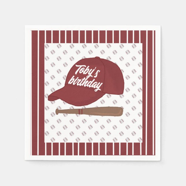 Serviette En Papier serviettes de base-ball rouges personnalisées (Devant)