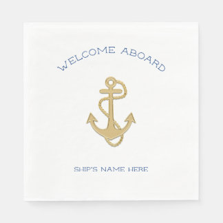 Serviette En Papier Serviettes de bienvenue à bord avec ancre en or na