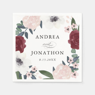 Serviette En Papier Serviettes de boissons romantiques aux fleurs