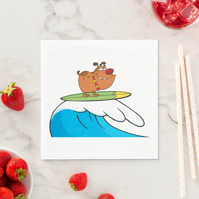 Serviette En Papier Serviettes de chien drôle de chien de surf (Créateur téléchargé)