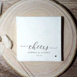 Serviette En Papier Serviettes de cocktail à cœur Mariage Moderne