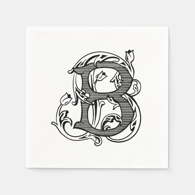 Serviette En Papier Serviettes de cocktail à monogramme 'B' noir (Devant)