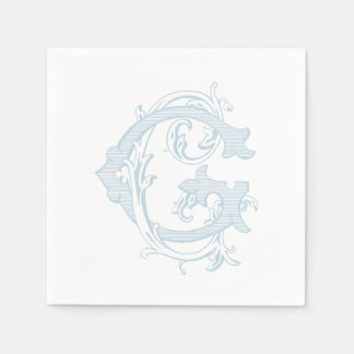 Serviette En Papier Serviettes de cocktail à monogramme "G" bleu clair