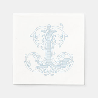 Serviette En Papier Serviettes de cocktail à monogramme "L" bleu clair