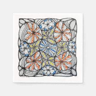 Serviette En Papier Serviettes de cocktail à motif floral abstrait mod