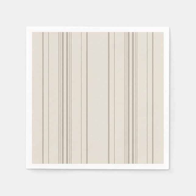 Serviette En Papier Serviettes de cocktail à rayures douces beige (Devant)