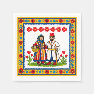 Serviette En Papier Serviettes de cocktail d'art folklorique marocain 