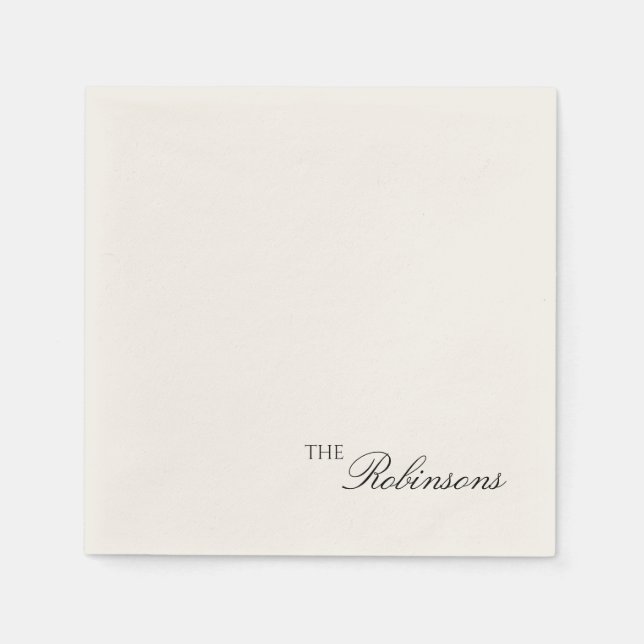 Serviette En Papier Serviettes de cocktail de mariage à script minimal (Devant)